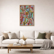 Unframed poster print of Paul Klee's Park near Lu displayed on a wall in a living room