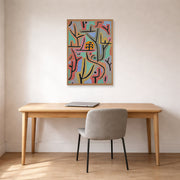 Unframed poster print of Paul Klee's Park near Lu displayed on a wall in an office