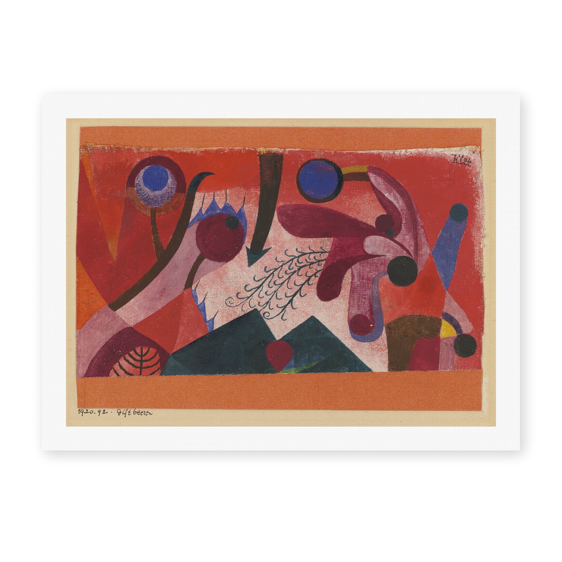 Paul Klee's 'Poisonous Berries' painting reproduced as a rolled canvas print