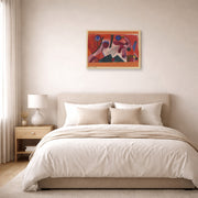 Gallery-wrapped canvas print of Paul Klee's Poisonous Berries displayed on a wall in a bedroom