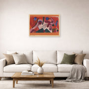Unframed poster print of Paul Klee's Poisonous Berries displayed on a wall in a living room