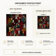 Paul Klee - Redgreen and Violet Yellow Rhythms poster print size comparison and framing display infographic