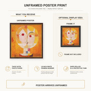 Paul Klee - Senecio poster print size comparison and framing display infographic