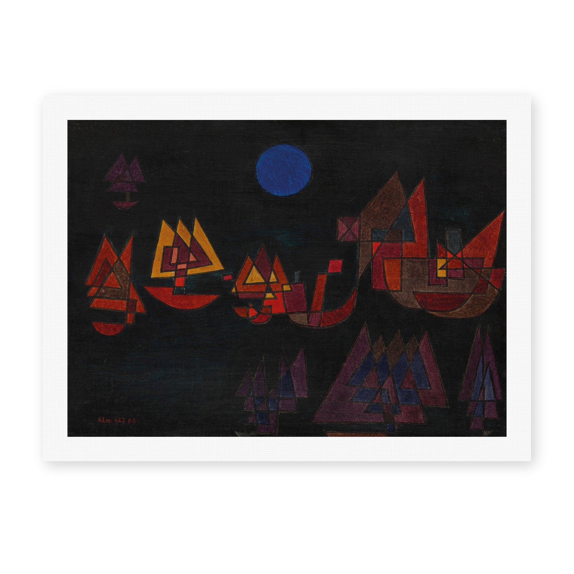 Paul Klee's 'Ships in the Dark' painting reproduced as a rolled canvas print