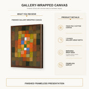 Paul Klee - Static Dynamic Gradation gallery wrap canvas construction and hanging details infographic