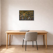 Gallery-wrapped canvas print of Paul Klee's Strahlung Und Rotation displayed on a wall in an office