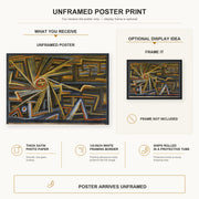 Paul Klee - Strahlung Und Rotation poster print size comparison and framing display infographic