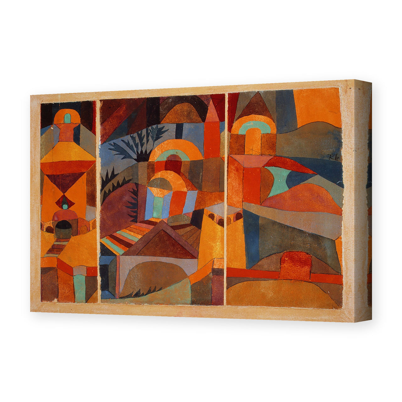 Paul Klee's 'Temple Gardens' painting reproduced as a gallery-wrapped canvas print