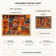 Paul Klee - Temple Gardens poster print size comparison and framing display infographic