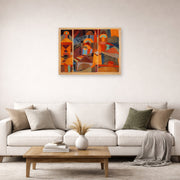 Unframed poster print of Paul Klee's Temple Gardens displayed on a wall in a living room