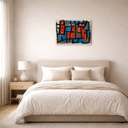 Gallery-wrapped canvas print of Paul Klee's The Hour Before One Night displayed on a wall in a bedroom
