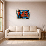 Unframed poster print of Paul Klee's The Hour Before One Night displayed on a wall in a living room