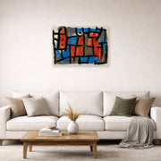 Unframed poster print of Paul Klee's The Hour Before One Night displayed on a wall in a living room