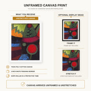 Paul Klee - Three Flowers canvas print size comparison and framing display infographic