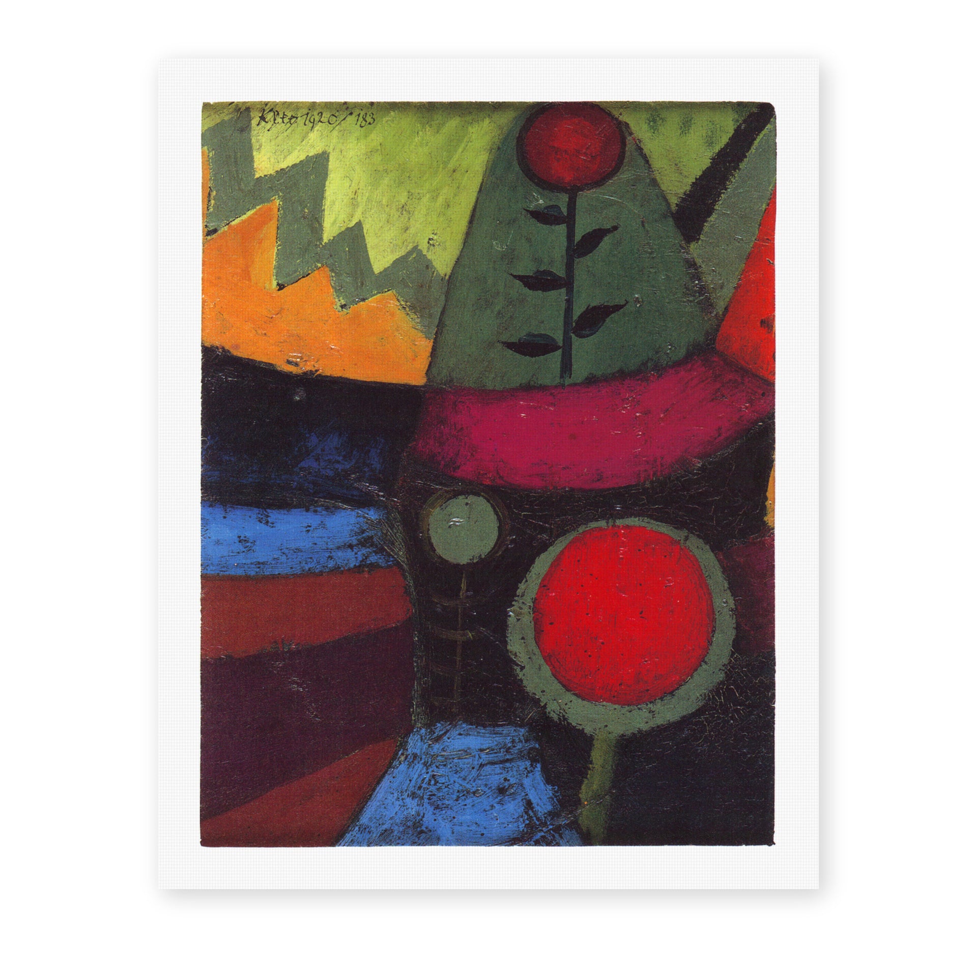 Paul Klee's 'Three Flowers' painting reproduced as a rolled canvas print