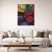 Gallery-wrapped canvas print of Paul Klee's Three Flowers displayed on a wall in a living room