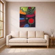 Unframed poster print of Paul Klee's Three Flowers displayed on a wall in a living room