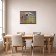 Gallery-wrapped canvas print of Paul Klee's Vorfrühling In H (Early Spring in H) displayed on a wall in a dining room