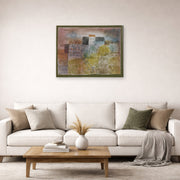 Gallery-wrapped canvas print of Paul Klee's Vorfrühling In H (Early Spring in H) displayed on a wall in a living room