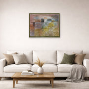 Unframed poster print of Paul Klee's Vorfrühling In H (Early Spring in H) displayed on a wall in a living room
