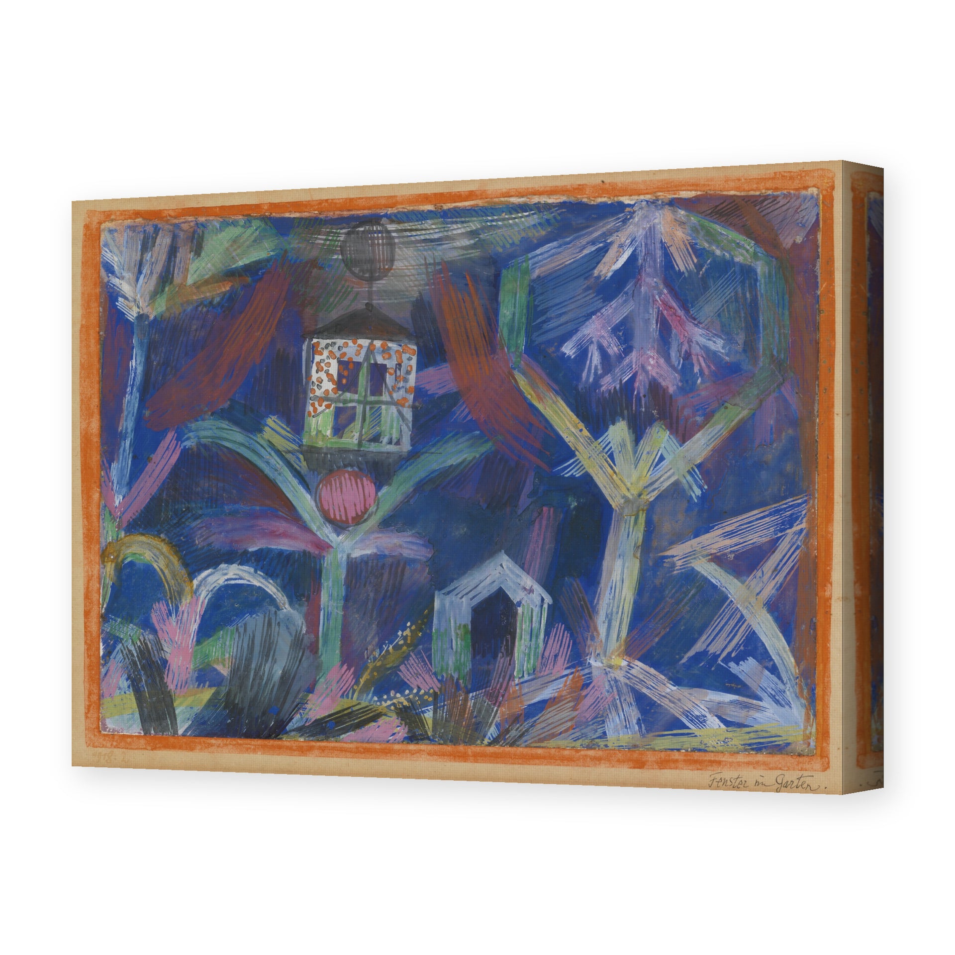 Paul Klee's 'Window In The Garden' painting reproduced as a gallery-wrapped canvas print
