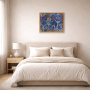 Gallery-wrapped canvas print of Paul Klee's Window In The Garden displayed on a wall in a bedroom