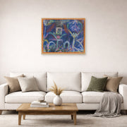 Unframed poster print of Paul Klee's Window In The Garden displayed on a wall in a living room