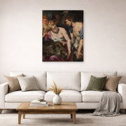 Gallery-wrapped canvas print of Peter Paul Rubens' 'Atalanta and Meleage' displayed on a wall in a living room (image 2 of 2)