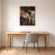 Gallery-wrapped canvas print of Peter Paul Rubens' 'Atalanta and Meleage' displayed on a wall in an office
