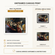 Peter Paul Rubens - Christ and the Adulteress canvas print size comparison and framing display infographic