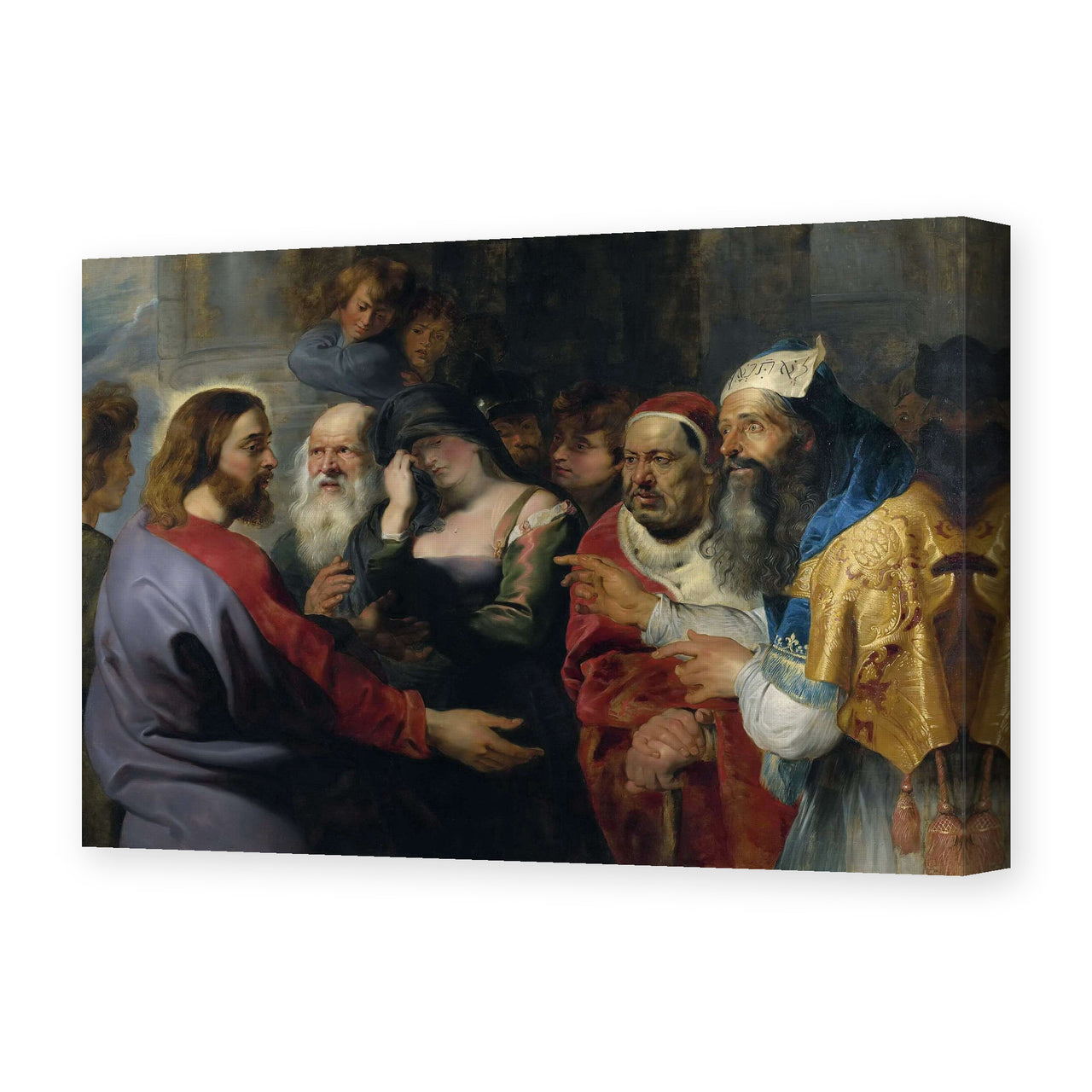 Peter Paul Rubens' 'Christ and the Adulteress' painting reproduced as a gallery-wrapped canvas print