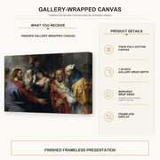 Peter Paul Rubens - Christ and the Adulteress gallery wrap canvas construction and hanging details infographic