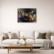 Unframed poster print of Peter Paul Rubens' 'Christ and the Adulteress' displayed on a wall in a living room (image 2 of 2)