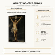 Peter Paul Rubens - Christ on the cross gallery wrap canvas construction and hanging details infographic