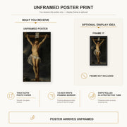 Peter Paul Rubens - Christ on the cross poster print size comparison and framing display infographic