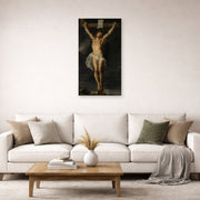 Unframed poster print of Peter Paul Rubens' 'Christ on the cross' displayed on a wall in a living room (image 2 of 2)