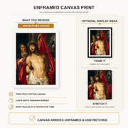 Peter Paul Rubens - Ecce Homo canvas print size comparison and framing display infographic