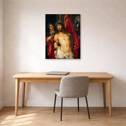 Gallery-wrapped canvas print of Peter Paul Rubens' 'Ecce Homo' displayed on a wall in an office