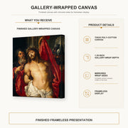 Peter Paul Rubens - Ecce Homo gallery wrap canvas construction and hanging details infographic