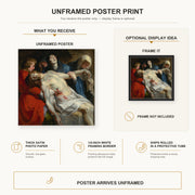 Peter Paul Rubens - Entombment poster print size comparison and framing display infographic