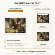 Peter Paul Rubens - Four Studies of the head of a Moore canvas print size comparison and framing display infographic