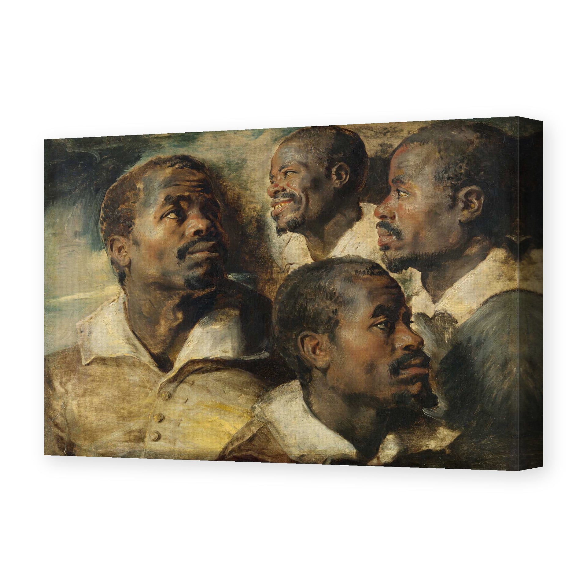 Peter Paul Rubens' 'Four Studies of the head of a Moore' painting reproduced as a gallery-wrapped canvas print