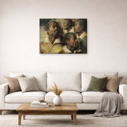 Gallery-wrapped canvas print of Peter Paul Rubens' 'Four Studies of the head of a Moore' displayed on a wall in a living room (image 2 of 2)