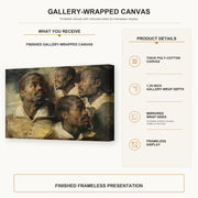 Peter Paul Rubens - Four Studies of the head of a Moore gallery wrap canvas construction and hanging details infographic