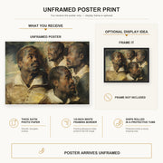 Peter Paul Rubens - Four Studies of the head of a Moore poster print size comparison and framing display infographic