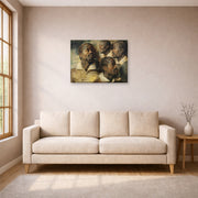 Unframed poster print of Peter Paul Rubens' 'Four Studies of the head of a Moore' displayed on a wall in a living room (image 1 of 2)