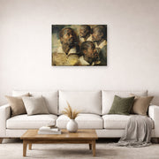 Unframed poster print of Peter Paul Rubens' 'Four Studies of the head of a Moore' displayed on a wall in a living room (image 2 of 2)