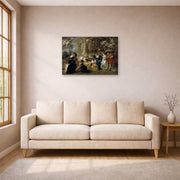 Gallery-wrapped canvas print of Peter Paul Rubens' 'Love Garden' displayed on a wall in a living room (image 1 of 2)