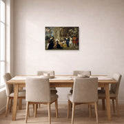 Unframed poster print of Peter Paul Rubens' 'Love Garden' displayed on a wall in a dining room