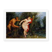 Peter Paul Rubens' 'Pan and Syrinx' painting reproduced as a rolled canvas print